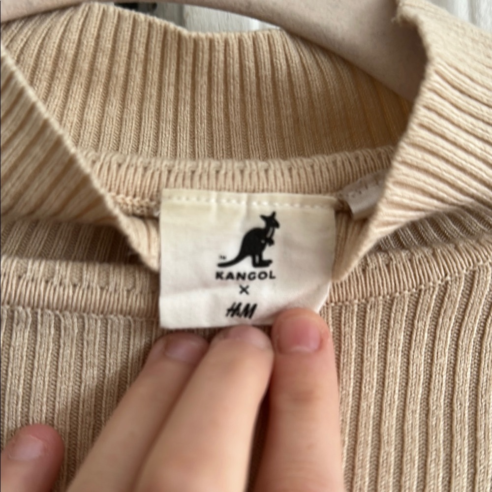 Kangol Light Tan Ribbed Knit Top - Picture 2 of 4